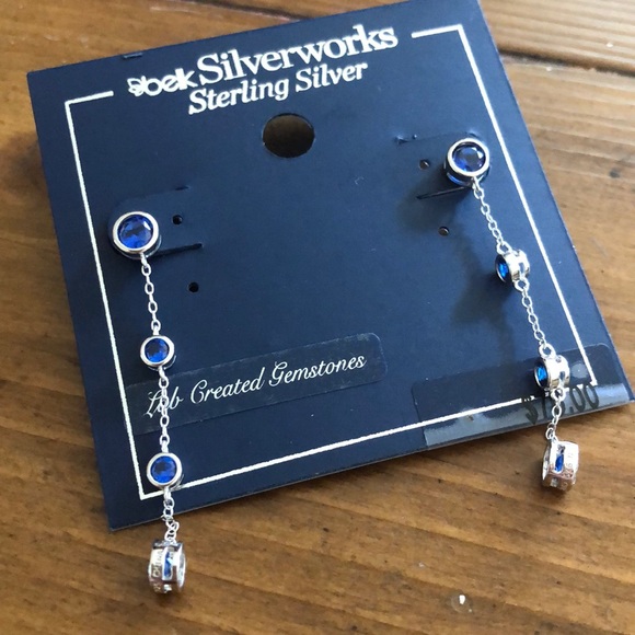 belk Jewelry - Silver lab created sapphire earrings